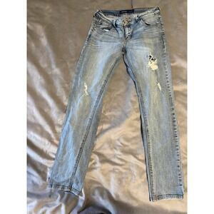 Just USA Light Wash Distressed Ripped Slim Straight Denim Jeans Womens Size 5